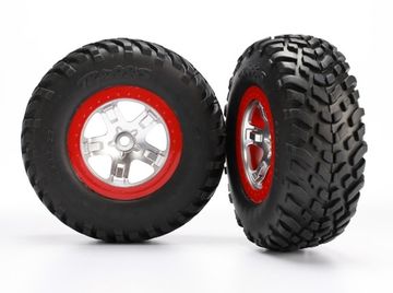 Däck & Fälg SCT S1/SCT Matt Krom-Röd 4WD/2WD Bak (2) 5873R