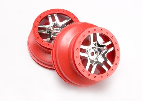 Fälg SCT Split-Spoke Krom-Röd 2.2/3.0" 4WD/2WD Bak (2) 6872A - Bild 2