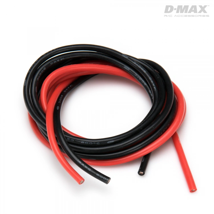 Silikonkabel Svart/Röd 14AWG D2/3.6mm 1m