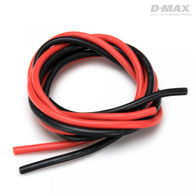 Silikonkabel 10AWG D3.5/5.7mm x 1m röd/svart