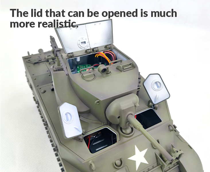 RACENT M5A1 Stuart RC-stridsvagn 1/16 grön – produktbild 11