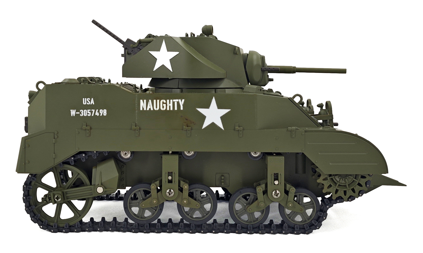 RACENT M5A1 Stuart RC-stridsvagn 1/16 grön – produktbild 4