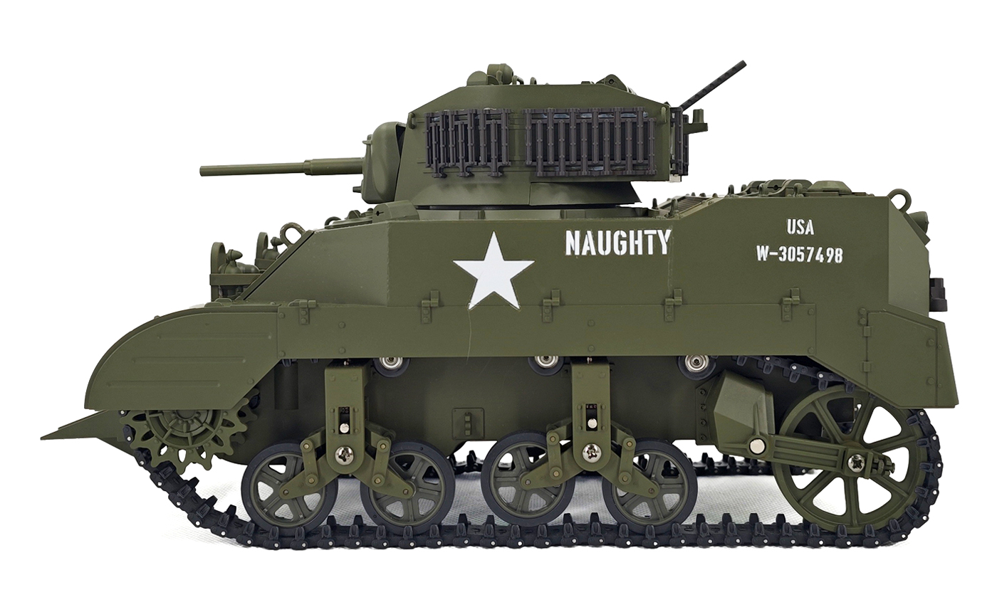 RACENT M5A1 Stuart RC-stridsvagn 1/16 grön – produktbild 5
