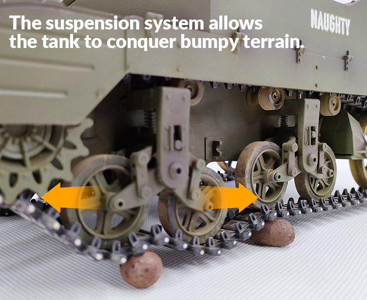 RACENT M5A1 Stuart RC-stridsvagn 1/16 grön – produktbild 10