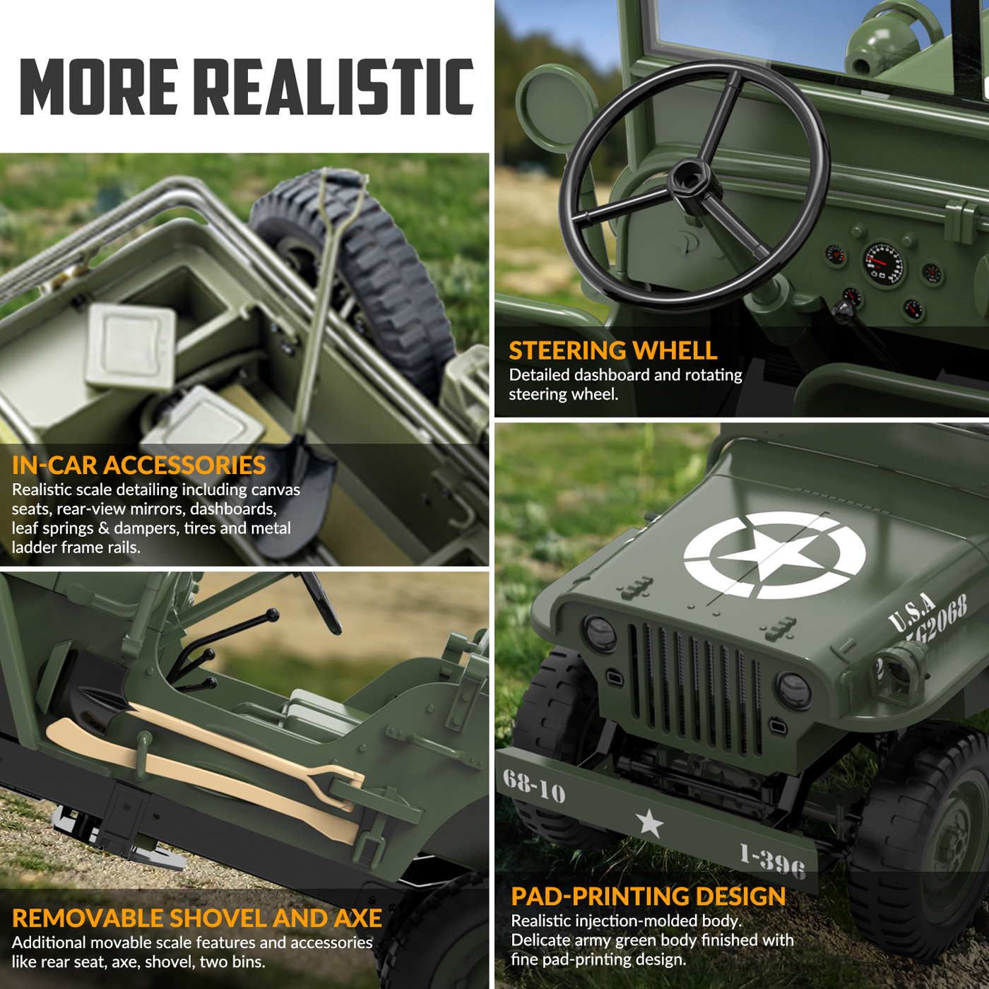 RACENT 1941 Willys MB RC Crawler 1/10 4WD – produktbild 5
